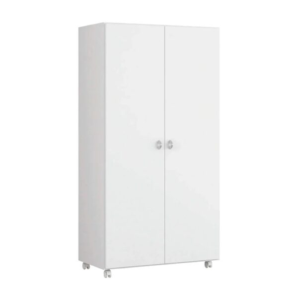 Armário Multiuso Alto 2 Portas com Rodízios e Nicho para Eletro - 100% MDF Branco [Organizador Universal]