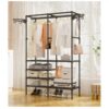 Arara De Roupa Varão De Chão Sapateira Rack Organizador Multiuso Aço Inox