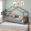 Cama Casinha Montessoriana Solteiro Lisan - 100% Madeira Maciça [Grade de Proteção 32cm]