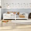 Cama Montessoriana Casal com Grade Eva - 100% Madeira Maciça Branca [Suporta 220kg]
