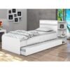 Cama Solteiro Multifuncional com Baú, 2 Gavetas e Auxiliar - 100% Madeira Maciça Branca [Jade Premium]