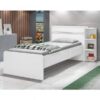Cama Solteiro Multifuncional com Baú, 2 Gavetas e Auxiliar - 100% Madeira Maciça Branca [Jade Premium]