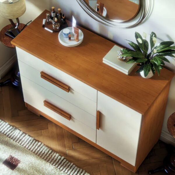 Cómoda Sapateira Bréscia 4 Gavetas e 1 Porta - 100% MDF Branco [Tampo Espaçoso]