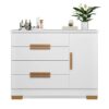 Cómoda Sapateira Bréscia 4 Gavetas e 1 Porta - 100% MDF Branco [Tampo Espaçoso]