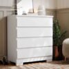 Cómoda Imperial 4 Gavetas Compacta - Branco/Nature Branco-pérola [Acabamento Premium]