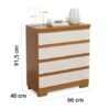 Cómoda Imperial 4 Gavetas Compacta - Branco/Nature Branco-pérola [Acabamento Premium]