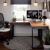 Mesa Escrivaninha de Canto em L Berlim Home Office - 100% MDF Preto/Cinamomo [Design Industrial]