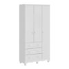Roupeiro Infantil Mimo 3 Portas e 3 Gavetas - 100% MDF Branco Brilho [Kit Rodapé Duplo]
