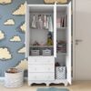 Roupeiro Infantil Mimo 3 Portas e 3 Gavetas - 100% MDF Branco Brilho [Kit Rodapé Duplo]