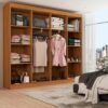 Roupeiro Casal Ele e Ela 8 Portas e 8 Prateleiras - 100% MDF Cinamomo/Chumbo [Largura 2.06m]