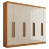 Roupeiro Casal Ele e Ela 8 Portas e 8 Prateleiras - 100% MDF Cinamomo/Chumbo [Largura 2.06m]