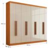 Roupeiro Casal Ele e Ela 8 Portas e 8 Prateleiras - 100% MDF Cinamomo/Chumbo [Largura 2.06m]