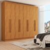 Roupeiro Casal Ele e Ela 8 Portas e 8 Prateleiras - 100% MDF Cinamomo/Chumbo [Largura 2.06m]