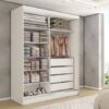 Roupeiro Solteiro Espaçoso 2 Portas de Correr com Espelho e 4 Gavetas - 100% MDF [Cinamomo/Branco-pérola]