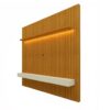Painel Home Ripado para TV Até 75" com LED e 2 Gavetas - 100% MDF Naturale/Branco-pérola [Altura 2.50m]