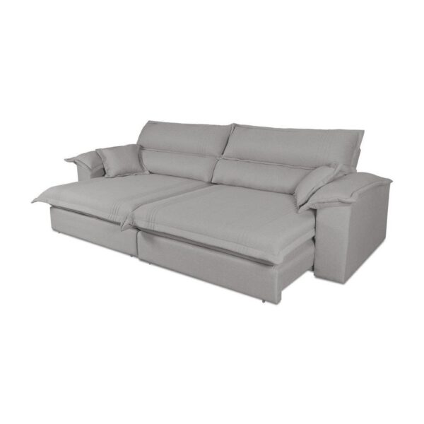 Sofá Retrátil Reclinável 2,30m Nivus Cinza c/ Molas Ensacadas - King House