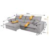 Sofá Retrátil Reclinável 2,30m Nivus Cinza c/ Molas Ensacadas - King House